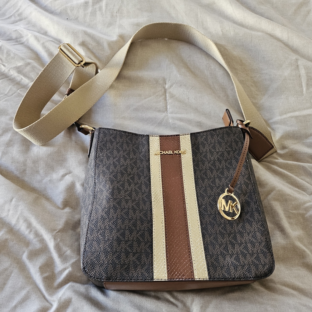 Michael Kors Brown and Cream Crossbody Bag